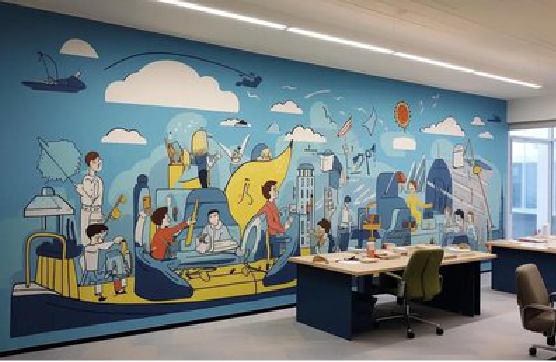 云龙办公室墙绘的特点。