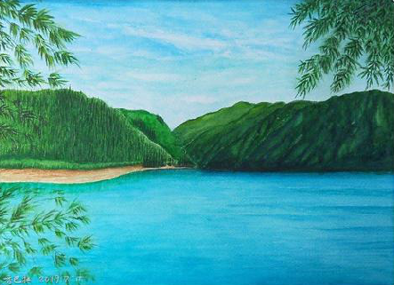 云龙在墙绘中，如何绘画绿水青山？