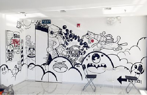 云龙手绘墙并非传统涂鸦。